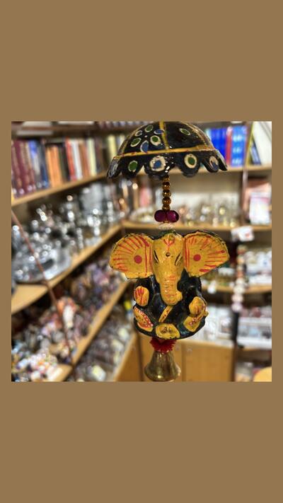 Ganesha hanging bell with parasol (3 colours)