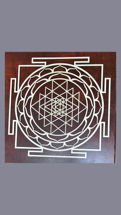 Sri Yantra wooden carved mandala, 59 cm