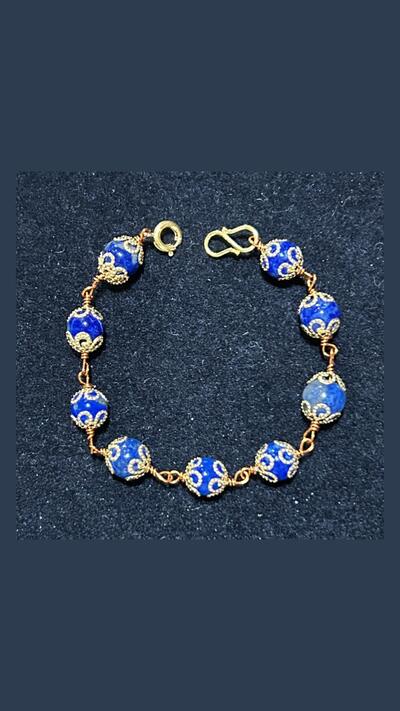 Lapis lazuli and copper bracelet