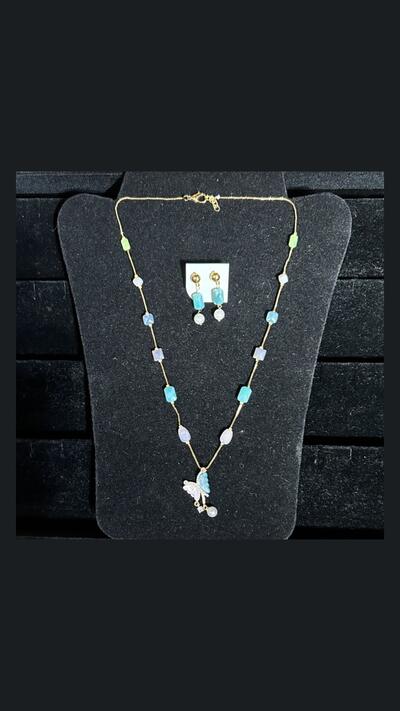 Vrinda Creation Necklace with a butterfly and matching earrings