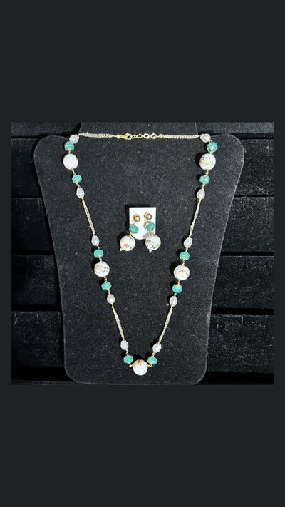 Vrinda Creation Necklace with beads and earrings