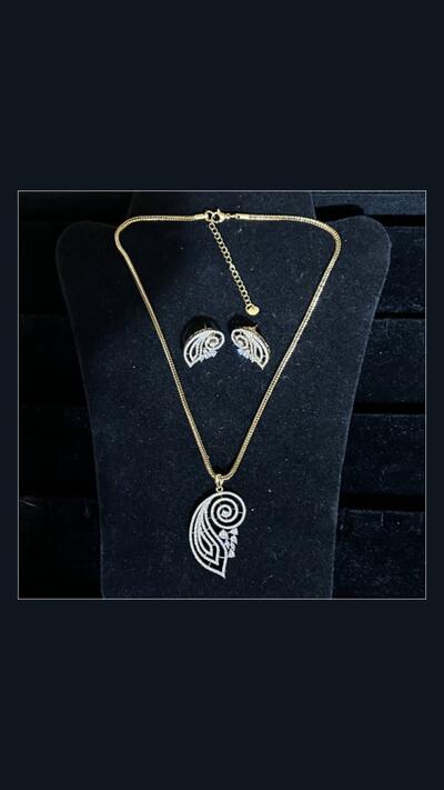 Vrinda Creation Necklace with rhinestones and earrings