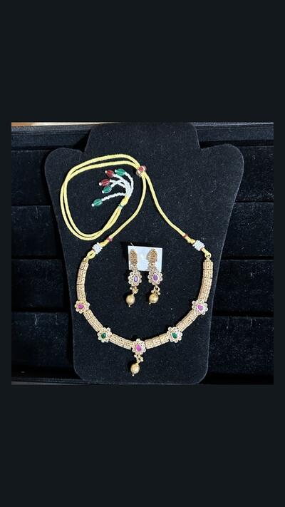 Vrinda Creation "Tears and Squares" Necklace & Earrings