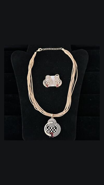 Vrinda Creation Rose Gold Necklace and Earrings