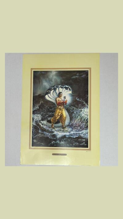 A3-Poster: Vasudeva trägt Krishna nach Gokula