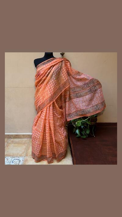 Orange viscose sari