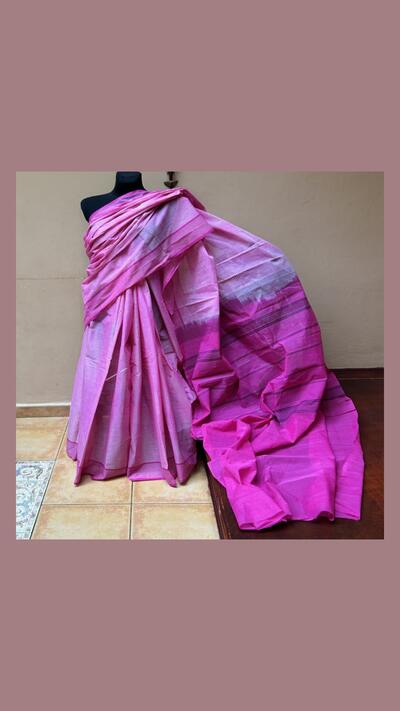Pink viscose sari with fabric for the choli