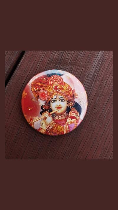 Krishna badge with a flute, diameter 4.4 cm
