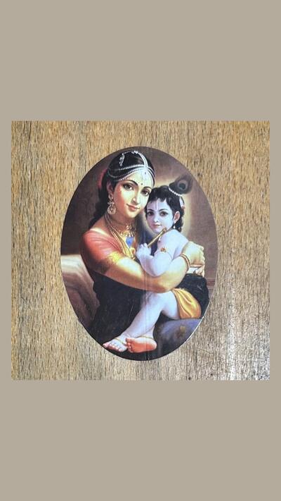 Oval ‘Krishna as a Child’ sticker (4 designs)