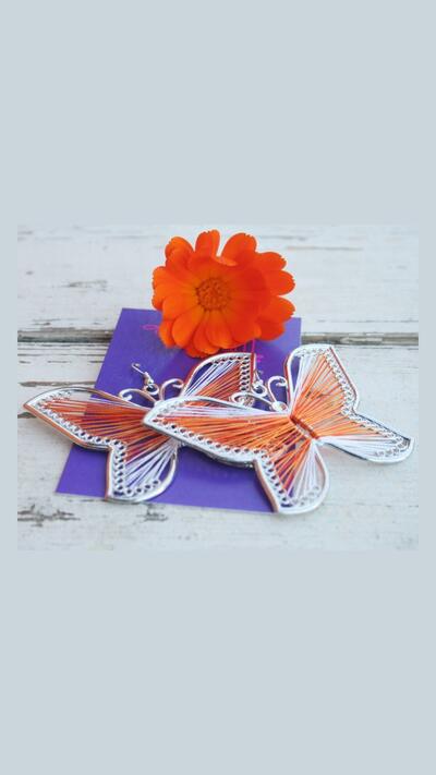 Butterfly Earrings – orange threads