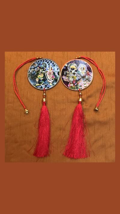 Double-sided Rādhā-Krishna picture for hanging