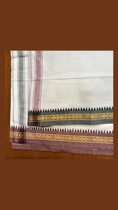 Burgundy and green stripes and border