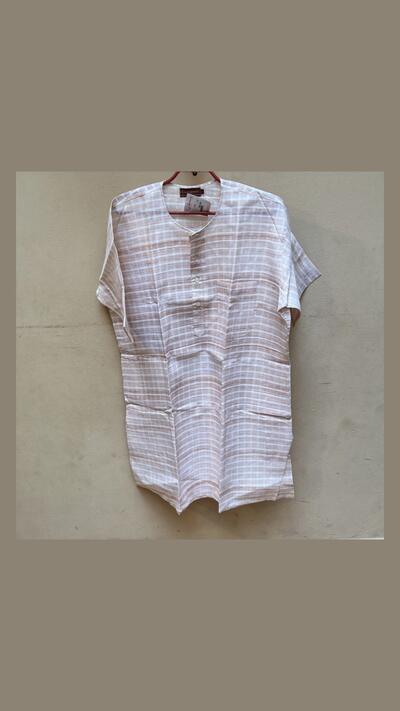Men’s fine check shirt, short sleeves