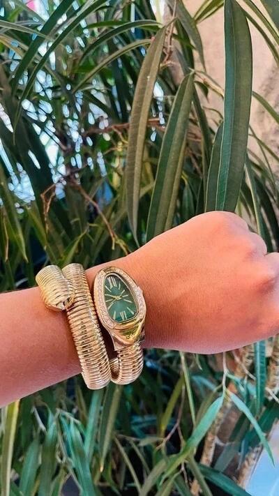 Snake watch gold-toned serpentine wrap bracelet | Vintage Style Luxury Watch