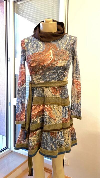 Vintage Bohemian Print Knit Dress | Retro Y2K Fashion | Boho Hippie | Autumn dress