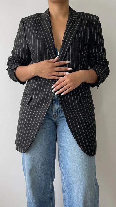 Vintage Blazer | Retro Pinstripe Office wear | Retro Boho Y2K