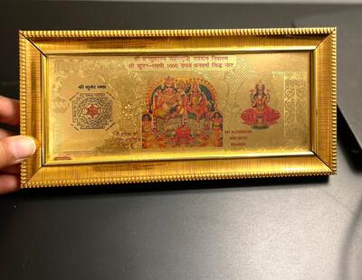 Gold Plated Hindu God Lakshmi | Prosperity Symbol | Indian Religious Spirituality Art