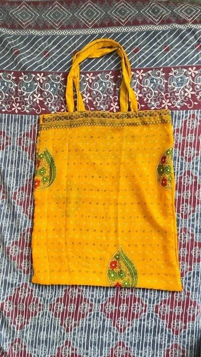 Upcycled Indian Sari Tote Bag | Reusable Bread Bag | Vintage Boho Ethnic Bag