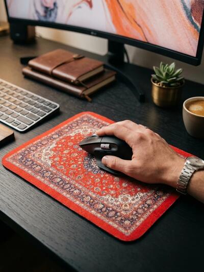 Persian Rug Mousepad | Vintage Ethnic Boho Retro Desk Office Accessories | Gaming Setup