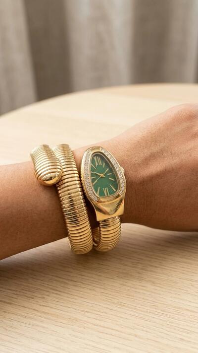 Luxury Style Watch | Retro Serpenti Design | Gold Snake Wrap Around Watch | Vintage Luxury Creative