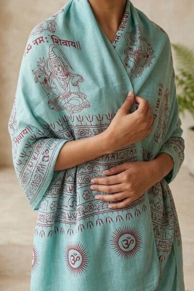 Om Yoga Stole | Indian Hindu Religion Scarf | Shiva Meditation Wrap