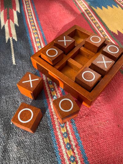 Wooden tic tac toe XO | Classic collectible game | Retro vintage boardgames