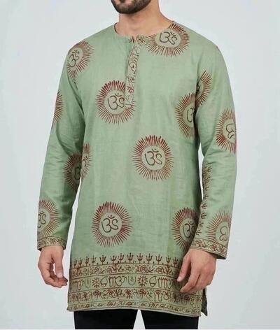 Indian Hindu Spiritual Kurta Shirt | Yoga Namaste Boho Hippie Vintage Clothes