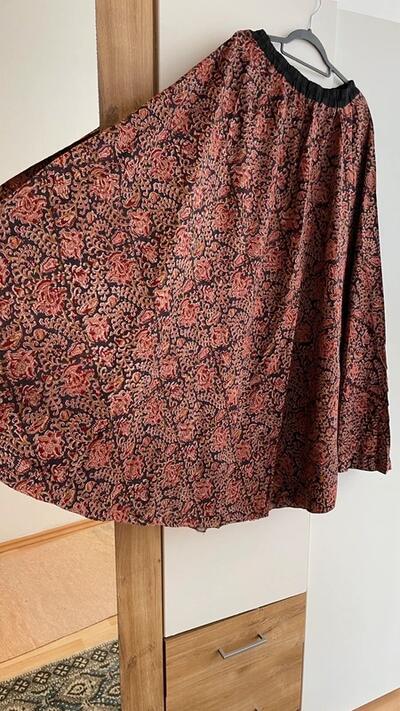 Indian Cotton Maxi Skirt · Kalamkari Floral Print · Elasticated Waist · Boho Summer