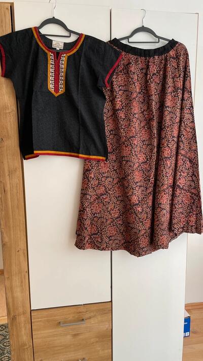 Black Cotton Kurti Top · Size L · Indian Boho