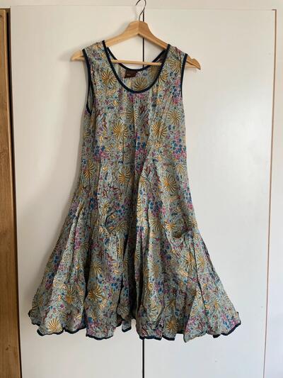 Indian Cotton Summer Beach Dress | Floral Butterfly | Pockets