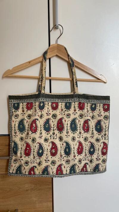 Indian Block Print Cotton Tote Bag | Handmade | Beach Bag
