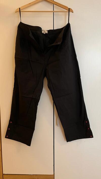 Indian Cotton Pants | Black | Red Button Design