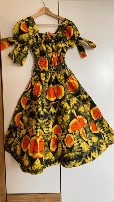 African Batik Print Midi Dress | Handmade With Nigerian Ankara Cotton