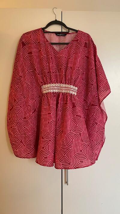 Indian Pink Bandhani Print Kaftan Top – Size M to L