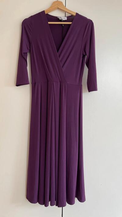 Purple Wrap Midi Dress