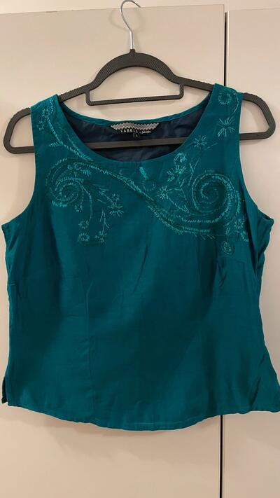 Indian Silk-Cotton Embroidered Top | Teal