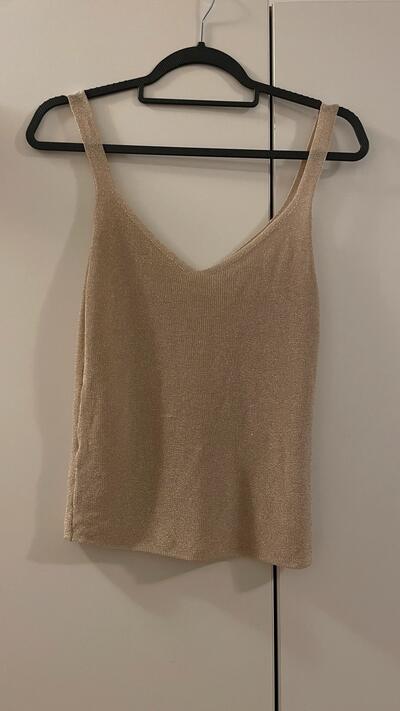 Mango Gold Metallic Cami Top | Size M