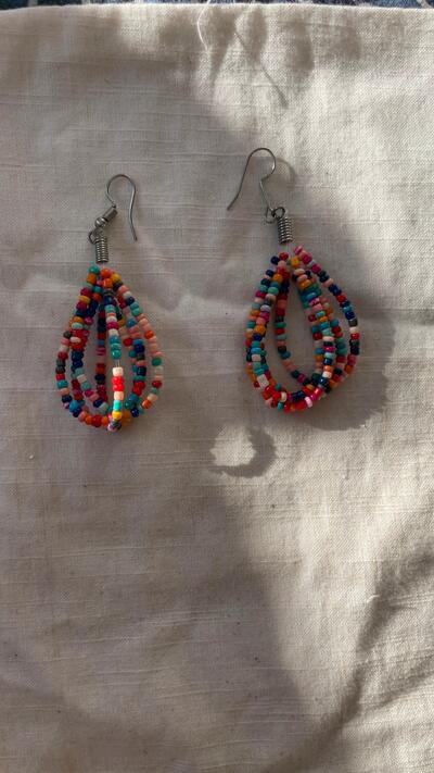 Multicolor Boho Seed Bead Earrings Dangle Hoop