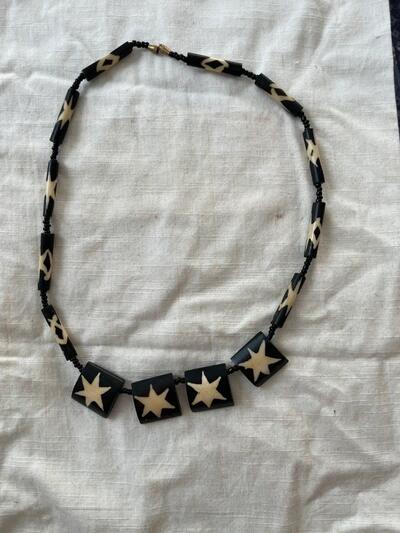 African Handmade Batik Print Faux Bone Bead