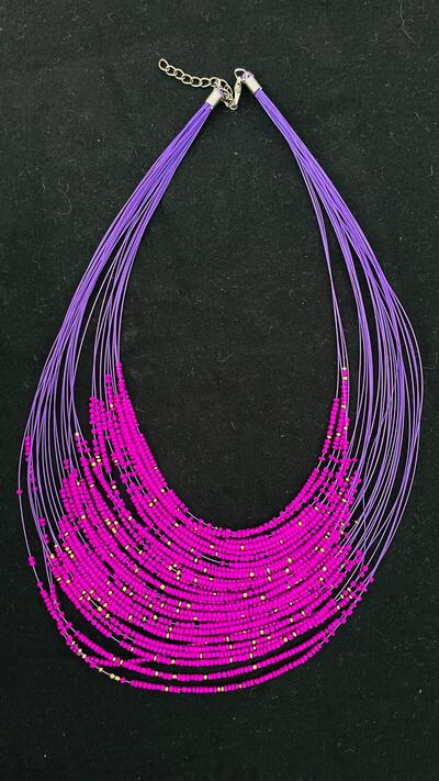 Boho Purple Seed Bead Necklace
