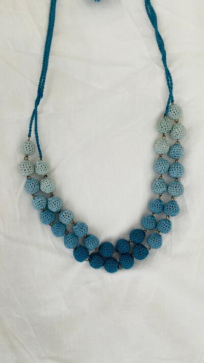Indian Artisan Made Indigo Crochet Chain Necklace