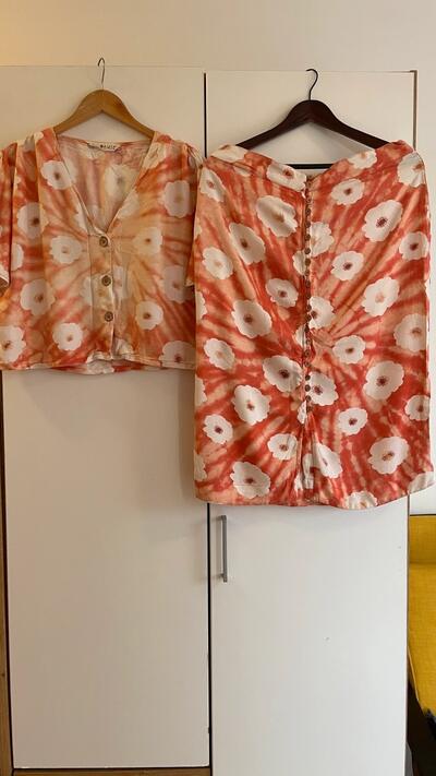 Tie-dye floral top skirt coord set | L/XL