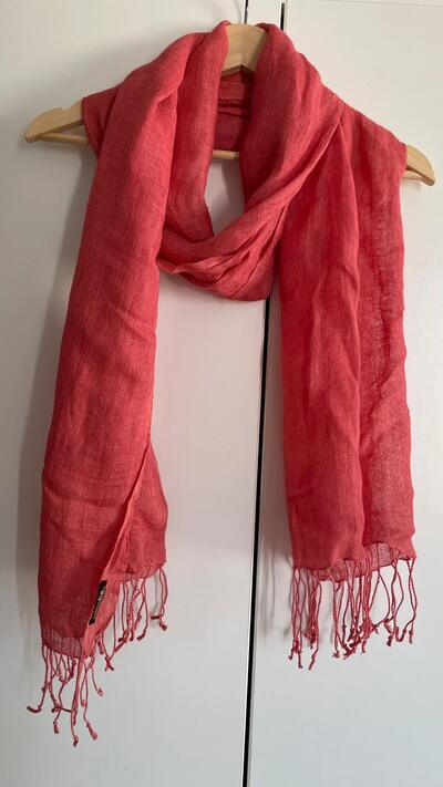 Indian Handwoven Linen Coral Pink Stole/Scarf/Shawl
