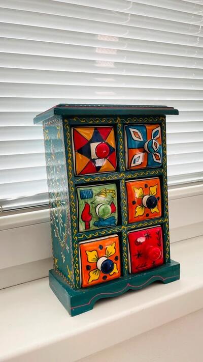 6 Drawers Chest | Ceramic Indian Ethnic Drawers| Jewellery Organiser | Spice Rack