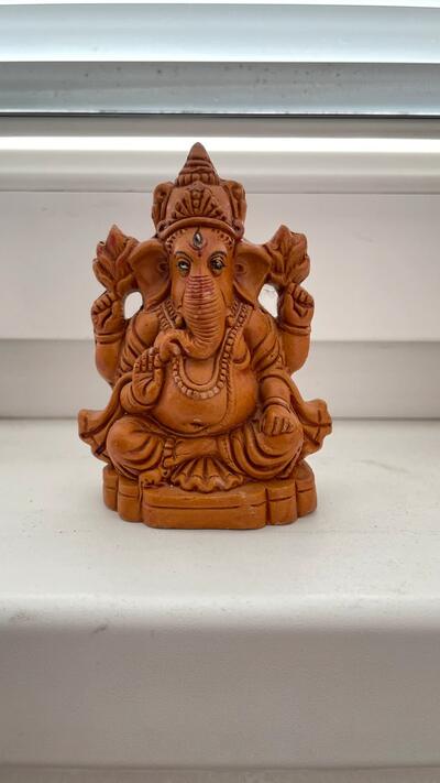 Indian Terracotta Ganesha Figurine Statue Idol