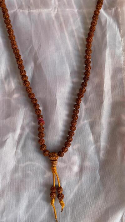 Indian Rudraksha Prayer Mala for Meditation, Yoga & Chanting | Hindu Spiritual Rosary Necklace