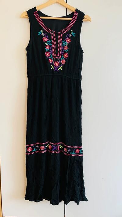 Black cotton maxi dress | Size L