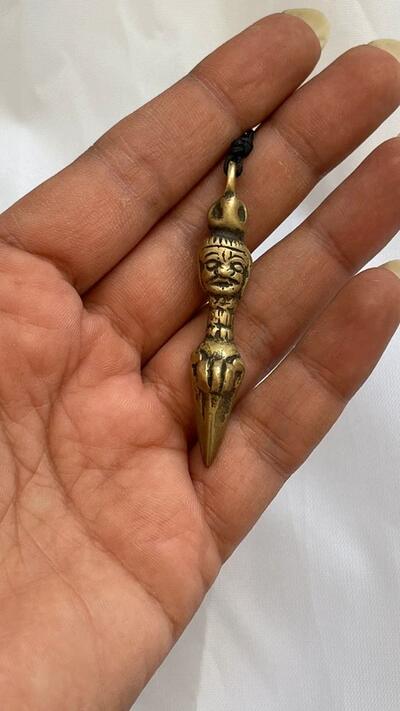Antique Bronze Tibetan Buddha Dagger Amulet | Pendant Talisman Charm