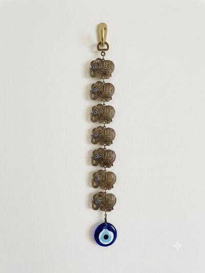 Seven Elephants with Evil Eye Hanging | Good Energy Lucky Elephant Decor