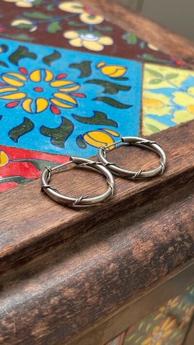 Vintage jewellery | retro jewellery | Rope Twisted Hoops Earrings | 925 Silver Ethnic Boho Jewellery